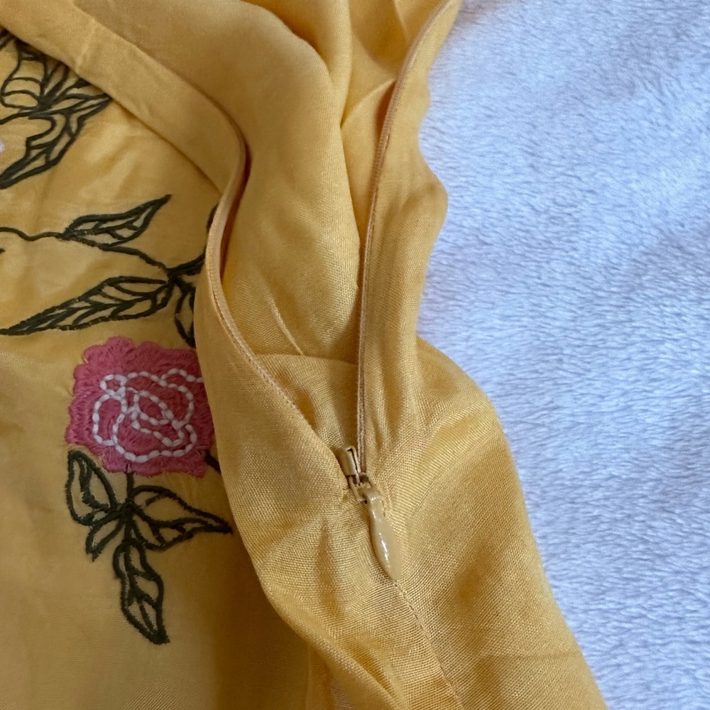 SOLD💛Urban Outfitters Carmen Embroidered Fringe Sleeveless Mini Dress in Yellow - Picture 13 of 16